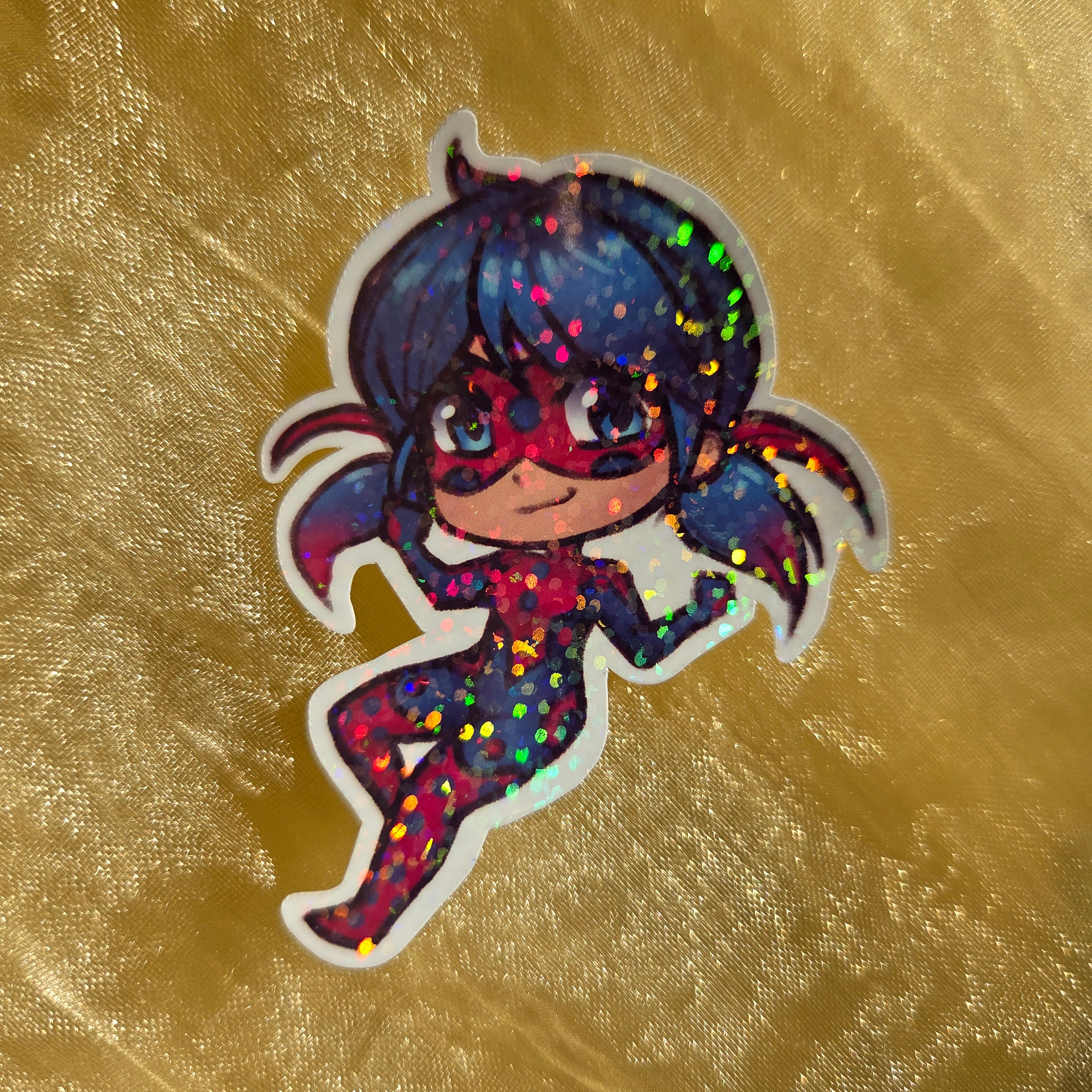 Chibi Spotted Bug Hero - Holographic Sticker