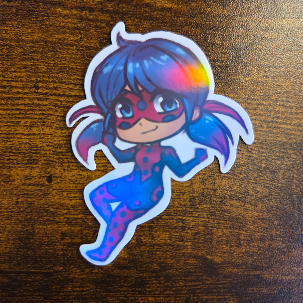 Chibi Spotted Bug Hero - Holographic Sticker